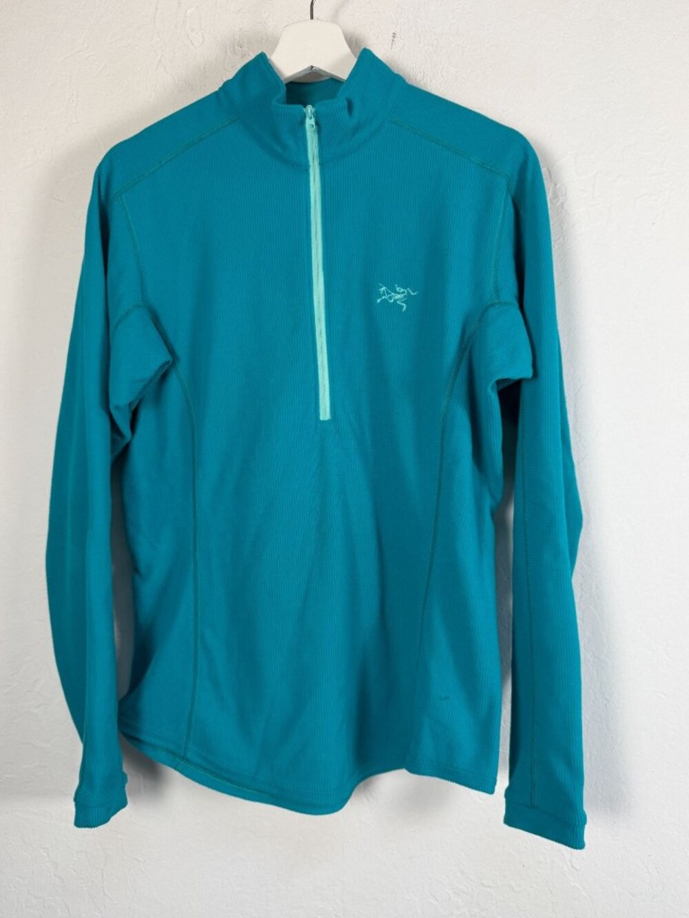 Arcteryx Delta LT Fleece Womens Blue Polartec Waffle Grid 1/2 Zip Pullover Large